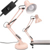 Stolová kresliaca lampa E27 TOBI Pastelová ružová Lumiled + držiak na dosku