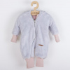 Luxusný detský zimný overal New Baby Teddy bear šedo ružový - 62 (3-6m)