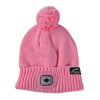 KesTek Pletená čiapka s LED svetlom a brmbolcom, ružová