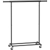 Pevný stojan na oblečenie s kolieskami, nosnosť 90 kg, čierny