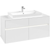 VILLEROY & BOCH Collaro závesná skrinka pod umývadlo na dosku (umývadlo v strede), 4 zásuvky, s LED osvetlením, 1200 x 500 x 548 mm, Glossy White, C087B0DH