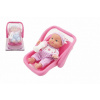 Teddies Miminko pevné tělo plast 25cm v nosítku s lahvičkou 2 barvy
