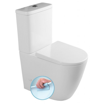 SAPHO TURKU RIMLESS WC kombi misa zvýšená, spodný/zadný odpad, biela PC104WR