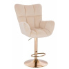 LuxuryForm DESIGN Barové kreslo AURORA VELUR na zlatom tanieri - krémové
