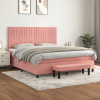 zahrada-XL Posteľný rám boxsping s matracom ružový 160x200 cm zamat 3137976