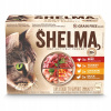 Mokré krmivo pre mačky v kapsičkách Shelma bez obilnín, mix príchutí, 12 ks x 85 g