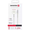 SWISSTEN OPLETENÝ MAGNETICKÝ KÁBEL PRE HODINKY APPLE WATCH METAL, USB-C 1,2 M BIELY