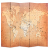 Skládací paraván 200 x 170 cm Mapa světa žlutý Žlutá 245879