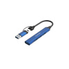 Canyon DS-02, USB-C Hub, 4 porty, 3xUSB 2.0 480Mbps, 1xUSB 3.0, 5Gbps, USB-C/USB-A adaptér, modrá CNS-TDS02BL