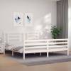 zahrada-XL Posteľný rám s čelom biely 200x200 cm masívne drevo 3194722