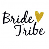 Metalické zlaté srdiečko s nápisom Bride Tribe - svadobné nalepovacie tetovanie