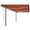 Automatická markíza, LED a senzor vetra 6x3,5 m, oranžová/hnedá-ForU-3070295