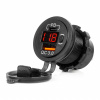 AMiO Vodotesná nabíjačka so spínačom, digitálnym voltometrom ČERVENÝ LED indikátor USB + USB C QC3.0 12/24V 04222