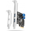AXAGON PCEU-232RS, radič PCIe, 2+2x port USB 5Gb/s, napájanie SATA, SP a LP PCEU-232RS