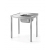 Stôl s drezom, skrutkovaný - pre montáž na stenu, HENDI, Kitchen Line, 600x700x(H)850mm