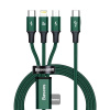 Baseus CAMLT-SC06 Rapid 3in1 USB Type C - USB Type C / Lightning / Micro USB 20 W, 1,5m, zelený