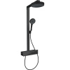 HANSGROHE Rainfinity Showerpipe EcoSmart nástenný sprchový systém s termostatom ShowerTablet 350, horná sprcha 1jet priemer 250 mm, ručná sprcha 3jet, matná čierna, 28742670