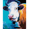ZUTY Maľovanie podľa čísel KRAVA NA MODROM POZADÍ Rámovanie vypnuté plátno na rám Rozmer 80x100 cm