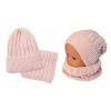 BABY NELLYS Zimná nadčasová čiapka + komín, púdrová