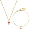 Set náhrdelník a náramok Brosway Chakra zlatý - Srdce s červeným kryštálom