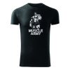 DRAGOWA fitness tričko muscle army man, čierna 180g/m2 - L