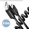 AXAGON BUCM-AM10TB, TWISTER kábel USB-C USB-A, 0.6 m, USB 2.0, 3A, ALU, tpe, čierna