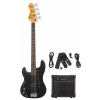 Vintage V40 COASTER LEFT HANDED BASS GUITAR PACK - GLOSS BLACK