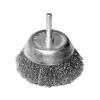 Kartáč hrnčekový so stopkou, vlnitý pomosadzený drôt 0,3mm, 75mm, stopka pr.6mm