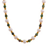 GRACE Jewellery Korálkový náhrdelník sladkovodní perly a epidot, chirurgická ocel NH-10-1172A Bílá 40 cm + 7 cm (prodloužení)