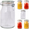 Hermetická nádoba 1100 ml / 1 l so skleneným viečkom, tesnením a klipom, 6 ks