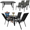 Kovový set záhradného nábytku Contrast Mallorca black, 5 kusov. (SET ZÁHRADNÉHO TERASOVÉHO NÁBYTKU M.DUO STÔL 120X70 + 4x STOLIČKY MINORKA ČIERNA)