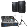 Skytec Kompletná 700W DJ Bluetooth Súprava reproboxov so stojanmi, zosilňovačom a mixpultom