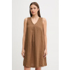 Ľanové šaty United Colors of Benetton 4AGHDV0AX hnedá S