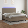 vidaXL Posteľ boxsping s matracom a LED sivohnedá 160x200 cm látka - Šedohnedá - 107364-207492