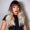 Čokoládová parochňa Aurora s ľadovo blond vlnami a ofinou