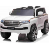 Beneo Elektrické autíčko Toyota Landcruiser 12V biele Koženkové sedadlo 2,4 GHz diaľkové ovládanie USB / AUX Vstup Odpruženie 12V batéria Mäkké EVA kolesá 2 X 35W MOTOR ORIGINAL licencia