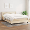 vidaXL Posteľný rám boxspring s matracom krémový 140x200 cm látka - Krémová - 167181-101532