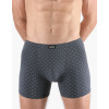 GINA pánské boxerky delší nohavička, šité, s potiskem 74172P - tm. šedá aqua - 54/56