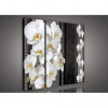 Obraz na plátne viacdielny - OB3148 - Biela orchidea čierny vzor 90cm x 80cm - S6