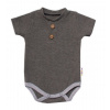 Baby Nellys Dojčenské rebrované body s gombíkmi kr. rukáv, Boy - sivé, veľ. 68 74 (6-9m)
