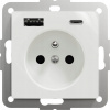 SCHNEIDERE Jednoduchá zásuvka s uzemněním Schneider Sedna Design SDD111072 s USB A+C 3A bezzávitovými koncovkami, bílá Design & Elements