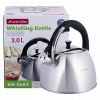 TRADIČNÁ OCEĽOVÁ ČAJNÍK S PÍŠŤALKOU NA PLYN A INDUKCIU KAMILLE strieborný 3L