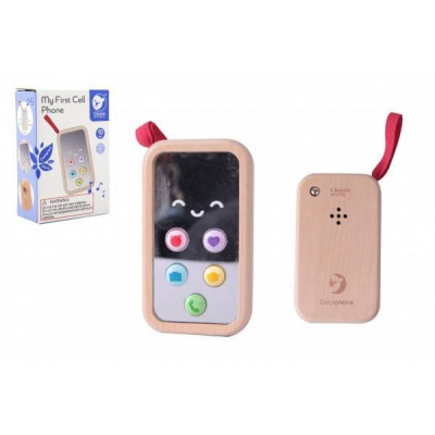 Teddies Interaktivní hračka Telefon Mobil dřevo