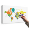 Obraz na korku farebná mapa sveta na bielom pozadí