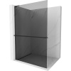 Mexen Kioto+ L, sprchová zástena Walk-In s poličkou a vešiakom 110 x 200 cm, 8mm šedé sklo, čierny profil, 800-110-123-70-40