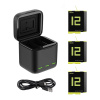 Box Telesin three-channel charger + 3 batteries for GoPro Hero 12 / 11 / 10 / 9 (GP-BNC-902-B) 24921