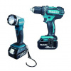 Makita Náradie - 18V AKU súprava vŕtačky a LED svietidla, 3x aku Li-ion LXT 3,0 Ah, nabíjačka DDF482RFJ1