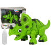 LEAN TOYS Interaktívny dinosaurus Triceratops s vodnou parou, zvukom - zelený
