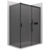 Cerano Santoro, sprchovací kút s posuvnými dverami 130(dvere) x 70(stena) x 195 cm, 6mm šedé sklo, čierny profil, CER-CER-425488