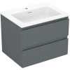 Mexen Rivel kúpeľňová skrinka 60 cm s umývadlom Otis, 2 zásuvky, hrubo ryhované, grafitová matná/biela matná -